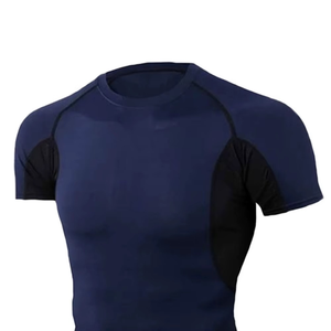 Chemise de compression à manches courtes pour homme, bleu marine, séchage rapide, spandex, polyester - Product Image 6