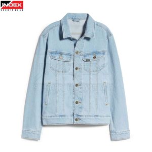 Veste en jean élégante pour homme, boutonnée, bleue, pour un usage quotidien décontracté, mode streetwear, vente en gros - Product Image 1