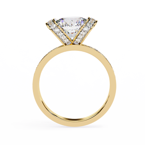 Anillos Clásicos de Compromiso, Boda y Aniversario con Banda Pavé, Diamante Cultivado en Laboratorio de Corte Redondo de 3 CT, Color E, VS1, Anillo de Oro Sólido de 14K - Product Image 3