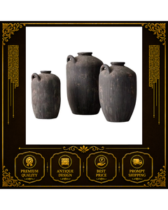 Ensemble de pots décoratifs rustiques en pierre vintage faits à la main, amovibles, pour Diwali, maison, salon, chambre, entrée, étagère, table - Product Image 4