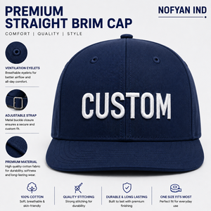 Casquette à visière droite avec logo personnalisé, 100% coton, casquette de baseball réglable, fabricant en gros OEM ODM, casquette snapback à visière plate de qualité supérieure - Product Image 1
