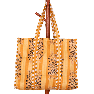 Bolsa de Mano Acolchada de Algodón Hecha a Mano, Grande, con Estampado Animal, para la Playa, con Asa para el Hombro, Casual, para Compras, Reutilizable y Ecológica - Product Image 2
