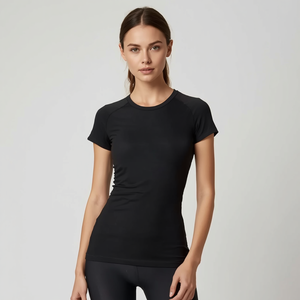 Camiseta de Mujer de 230 GSM, Mezcla de Algodón y Spandex, Corte Ajustado, Manga Corta, con Personalización OEM ODM - Product Image 4