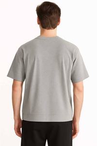 T-shirts gris unis pour hommes, coupe décontractée, manches courtes, personnalisables en gros pour l'été, avec logo OEM sur mesure - Product Image 2