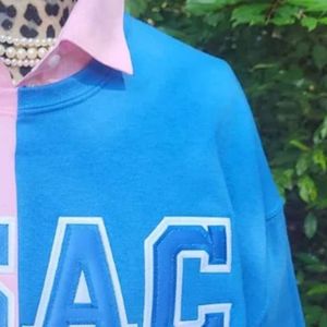 <b>Women</b> Pink <b>Blue</b> Collared Long Sleeve Oversized Pullover Casual Winter <b>Fleece</b> Eco-Friendly Sweatshirt - Product Image 3