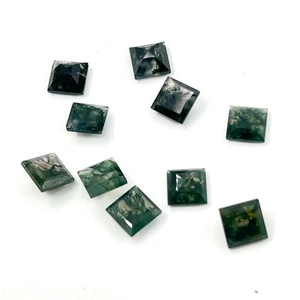 Lote de piedras preciosas sueltas de ágata musgosa facetada con corte cuadrado, piedras preciosas sueltas para la fabricación de joyas - Product Image 2