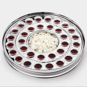 DURABLE STAINLESS STEEL HOLY COMMUNION SET SINGLE TRAY 33 CUPS Without BOTTOM RING COVER <b>MIRROR</b> FINISH DELUXE DISHWASHER SAFE - Product Image 1