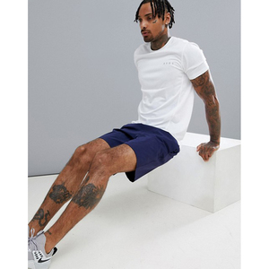 Shorts Bermuda Sportifs Bleu Marine pour Hommes, Taille Mi-Haute Élastique, Séchage Rapide, en Polyester Tricoté, Couleur Unie, Vêtement Athlétique - Product Image 1