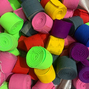 Bandes de poignet en coton jaune avec logo personnalisé pour la boxe et les arts martiaux, adultes et jeunes - Product Image 6