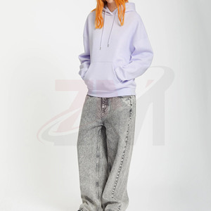 Sudadera con Capucha para Mujer, Color Morado Claro, Colección de Invierno, 100% Algodón Felpa, Corte Regular, Color Sólido, Estilo Casual para Otoño - Product Image 5