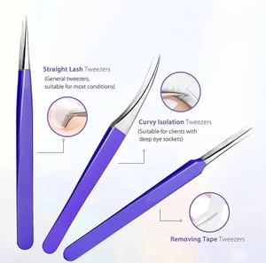 New Design Stainless Steel Tweezers Custom <b>Powder</b> Coating Silver Point High Quality Sustainable Eyelash Extension Tweezers - Product Image 3