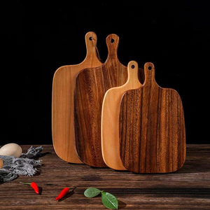 Planche à découper en gros, épaisse, grande, vierge, ronde, personnalisable, en noyer noir, bois d'acacia ou bambou, avec poignée - Product Image 4