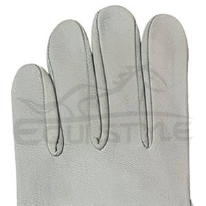 Gants de travail de sécurité pour la construction, gants de protection en cuir blanc uni de haute qualité, gants en cuir avec logo personnalisé en gros - Product Image 4