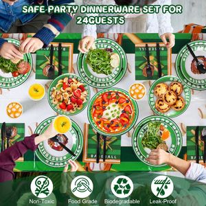 Kit de vaisselle jetable sur le thème du baseball, 171 pièces, pour fêtes d'anniversaire, comprenant la décoration de table - Product Image 3