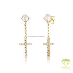 Pendientes de botón redondos de plata de ley 925 premium con diamantes cultivados en laboratorio, brillantes y deslumbrantes, joyería de lujo para venta al por mayor. - Product Image 3
