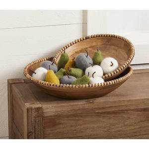 Cuencos de Madera Hechos a Mano con Borde de Cuentas, Diseño Bohemio para Presentación de Alimentos y Regalos - Product Image 4