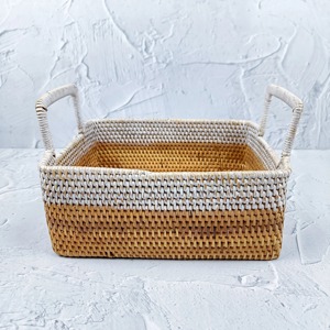 <b>Square</b> Two-Tone Rattan Decorative Serving <b>Storage</b> Handmade Eco-Friendly Natural Rattan <b>Storage</b> <b>Baskets</b> Modern Multifunction - Product Image 2