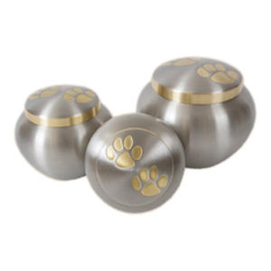 Lot de 3 urnes de crémation Design moderne feuille gravée métal laiton couvercle Domtop Urn de crémation pour animaux de compagnie - Product Image 4