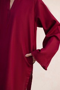 Maroon Silk Kurta Kurti Women Loose Fit <b>Floor</b> Length Ethnic Wear India Pakistan Style All Seasons Casual Party Wear Wedding - Product Image 2