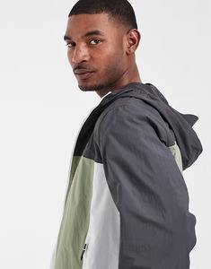 Men's Hooded Windbreaker <b>Jacket</b> Color Blocking Zipper Closure Casual Outdoor Wear Autumn Polyester Material - Product Image 3