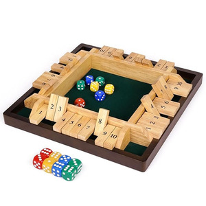 Jeu de dés en bois Shut The Box avec des jeux de dés colorés, jeu de société familial moderne pour le plaisir et le divertissement en famille - Product Image 3