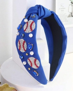 Diadema deportiva elegante personalizada rosa con cuentas y nudo de béisbol para el día del partido, accesorio para el cabello, diademas anchas con nudo de béisbol y cuentas 2026 - Product Image 3