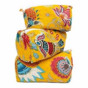 Premium Quilted <b>Toiletry</b> Bags with Vibrant Prints Spacious <b>Storage</b> & Durable Zip Closure for Travel Makeup & Daily Use - Product Image 1