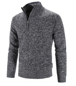 <b>Mens</b> <b>Grey</b> Quarter Zip Digital Printing Polyester/Cotton Fleece Sweater Casual Long Sleeve Knit Pullover Warm Winter Streetwear - Product Image 4
