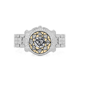 Reloj de Cuarzo Cuadrado de Lujo Personalizado para Hombre, en Oro Amarillo, con Detalles de Moissanita en Acero Inoxidable, Esfera de Cristal de Zafiro, 46 mm, Analógico, Números Romanos - Product Image 1