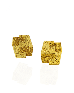 Pendientes Colgantes Geométricos Martillados Chapados en Oro, de Latón Texturizado, de Diseño Llamativo, Regalo para Fiesta de Mujer - Product Image 3