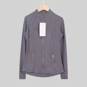 <b>Yoga</b> <b>Jacket</b> Running Gym Waterproof Quick Dry Breathable with Gold Zippers Front Logo Athletic Sportswear Set - Product Image 2