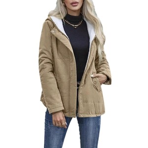 Nouvelle arrivée, manteau d'hiver pour femmes, en coton, à capuche, épais, doublé de fourrure sherpa, matelassé, zippé, parka décontractée, plusieurs couleurs - Product Image 1