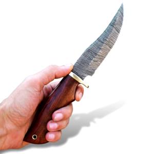 Couteau de camping multifonction à lame fixe en acier Damas pour l'extérieur - Product Image 4