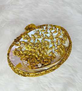 Bolso de mano de ágata hecho a mano de lujo con ribete dorado e incrustaciones de nácar, diseño exquisito de forma cuadrada, bolso de noche para mujer. - Product Image 4