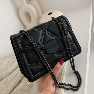 New Fashion PU Rivet Crossbody Bag Women Ins Style Quilted Shoulder Chain Trending <b>Small</b> Square Handbag Zipper Eco-Friendly - Product Image 1