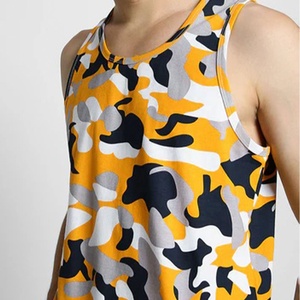Camiseta sin mangas con estampado de camuflaje para hombre, cuello redondo, transpirable, informal, estilo tejido de poliéster - Product Image 3