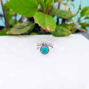 Anillo Art Deco de Plata de Ley con Turquesa Azul Natural, Hecho a Mano, para Compromiso, Boda, Fiesta, Joyería con Piedra de Nacimiento para Mujer, Regalo Elegante - Product Image 6