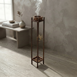 Elegante Soporte Alto de Madera con Cuenco de Madera para Incienso, Pieza Decorativa para el Hogar, Fragancia y Decoración Sofisticadas - Product Image 1