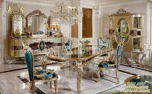 Compre un Juego de Mesa y Sillas de Comedor Estilo Italiano, Lujoso Juego de Mesa de Comedor de Madera de Teca para 10 Personas, Nuevo Diseño, Mesa de Comedor Tallada a Mano - Product Image 4