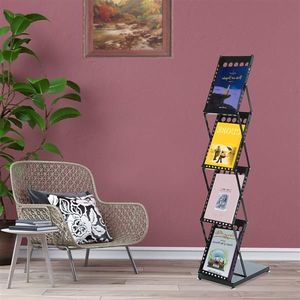 Moderno # # # # Pieghevole # # # # Portariviste in Metallo a 4 Ripiani # # # # Nero # # # # Uso in Ufficio e Supermercato" - Product Image 6