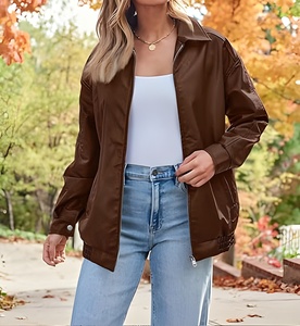 Vestes surdimensionnées en cuir véritable pour femmes, vestes de haute qualité pour femmes, vente en gros, manteaux de moto tendance, logo personnalisé OEM - Product Image 3