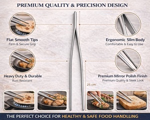 Stainless Steel Chimta <b>Tong</b> for <b>Kitchen</b> Cooking & Serving | Rust Resistant | Silver | 25 cm | Hand Wash Only - Product Image 4