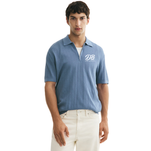 Polo de Punto Texturizado Ajustado Personalizado para Hombre, Transpirable, con Textura Acanalada, Manga Corta, Fabricación OEM, Venta al Por Mayor - Product Image 1