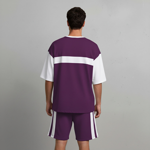 Conjunto de verano de 2 piezas para hombre, hecho a medida, 100% algodón grueso, 2 colores, de alta calidad, bicolor, talla grande, elegante. - Product Image 2