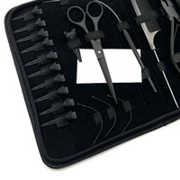 Kit d'outils de pose d'extensions capillaires en acier inoxydable de qualité chirurgicale, avec logo personnalisé, couleur nude et noir, et étui nude – Vente chaude