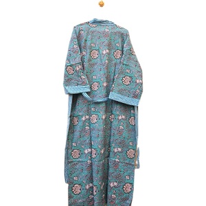 Kimono acolchado de algodón 100% para mujer, Kimono estampado a mano de longitud larga, ropa de verano suave, vestido informal para verano y primavera - Product Image 6