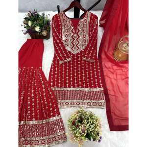 Diseñador Party Wear Top-Bottom y Dupatta Talla XL Hermoso y elegante - Product Image 4