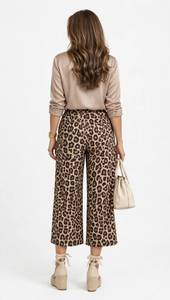 Ensemble 2 pièces pour femmes, chemise en satin à imprimé léopard et pantalon large - Product Image 4