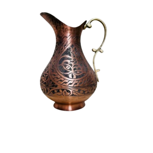 Pichet à eau vintage en cuivre avec poignée en laiton, gravé à la main, pour la maison, les mariages et les hôtels - Product Image 2