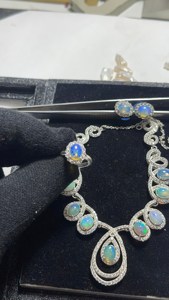 Natural Opal & Diamond Jewelry <b>Set</b> <b>Ring</b> Earrings Necklace 925 <b>Sterling</b> <b>Silver</b>, Opal Necklace, Opal <b>Ring</b>, Opal Earring, <b>Silvers</b> - Product Image 4